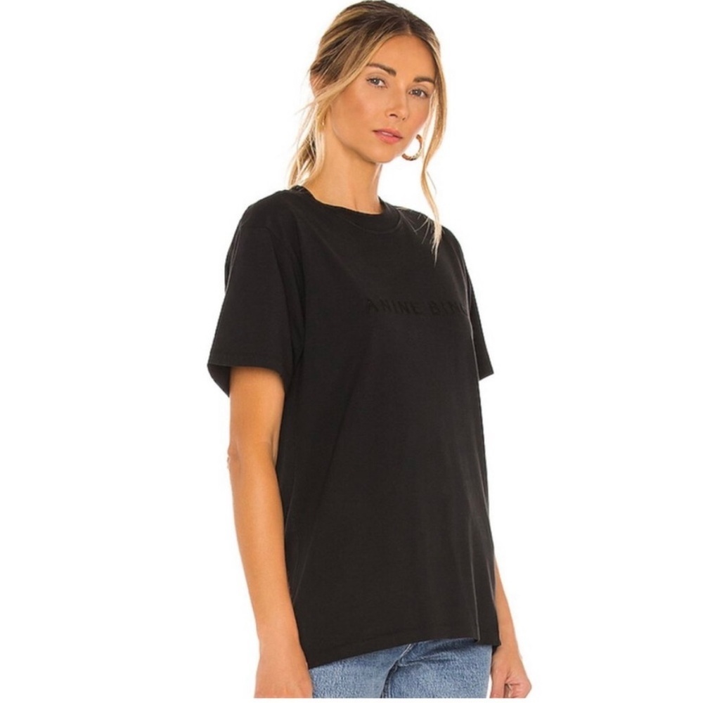 ANINE BING Lili Tee in Tonal Black T-Shirt Spell Out Size S - Picture 13 of 15